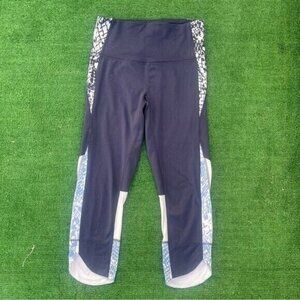 Champion Navy Blue Woman's Workout Leggings High Waisted Cropped Size S